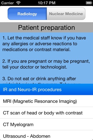 Patient preparation screenshot 2