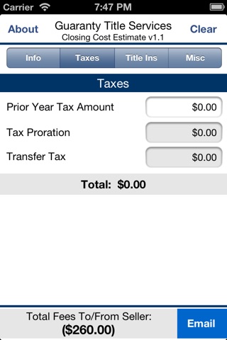 Guaranty Closing Cost Estimate screenshot 4