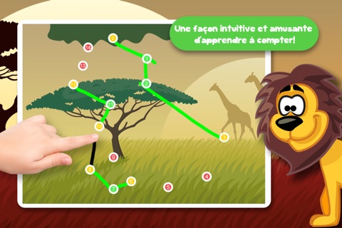 Kids Puzzle Teach me Tracing & Counting with Wild Animals Cartoon: Draw your own giraffe, zebra, hippo and lion and learn all about the safari screenshot 2