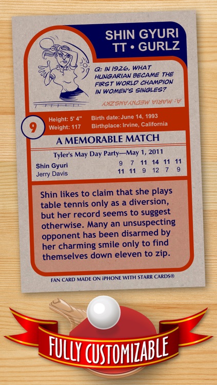 Table Tennis Card Maker - Make Your Own Custom Table Tennis Cards with Starr Cards