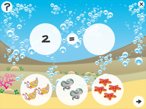 Скачать игру Игра Математика для детей в возрасте 3-6 лет о животных океана: узнать номера 1-20. Смешные игры и упражнения для детского сада, дошкольного!