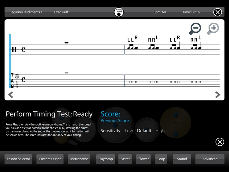 Learn Drum Skills - Practice Tab Flames Strokes Fills Rudiments Paradiddles Lessons with Metronome Teaching