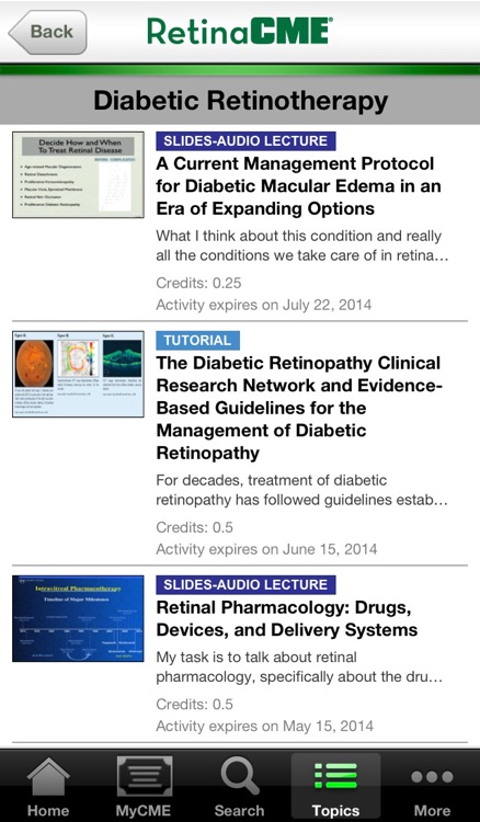 RetinaCME for iPhone