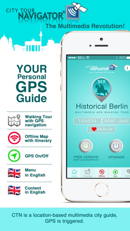 Berlin Guide: History multimedia Sightseeing Tour, GPS triggered video and audioguide, Offline City Map-SD screenshot-0