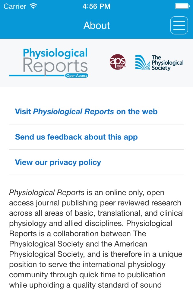 Physiological Reports screenshot 4