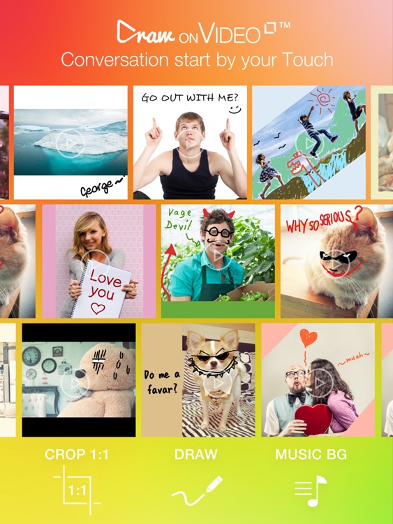 Draw on Video Square FREE - Paint and Drawing Funny Doodles Captions Colors Handwriting and Shapes on Videos for Instagram