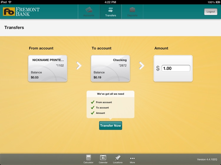 Fremont Bank for iPad