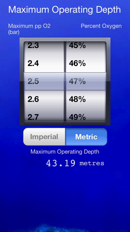 Diving - Maximum Operating Depth