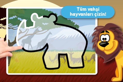 Kids Puzzle Teach me Tracing & Counting with Wild Animals Cartoon: Draw your own giraffe, zebra, hippo and lion and learn all about the safari screenshot 4