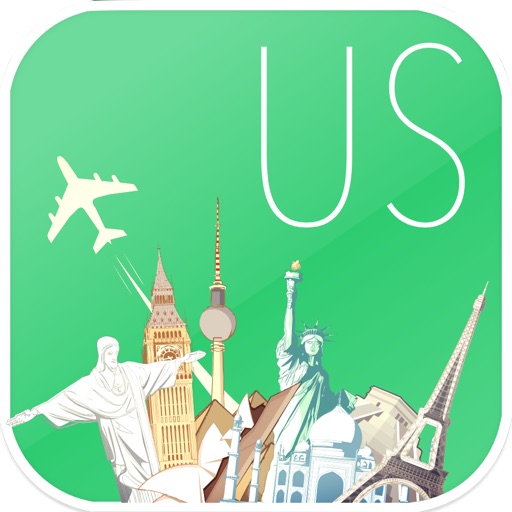 USA - United States Fly & Drive. Offline road map, flights status & tickets, airport, car rental, hotels booking.