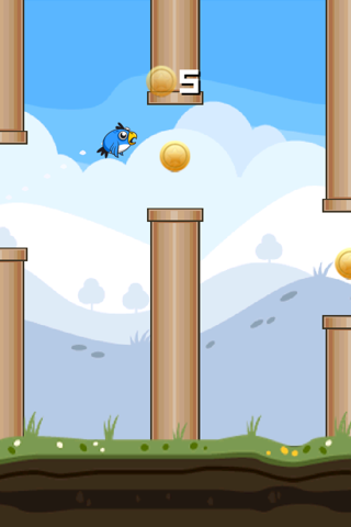 Flappy Blue Bird Original- A clumsy Bird's impossible journey screenshot 2