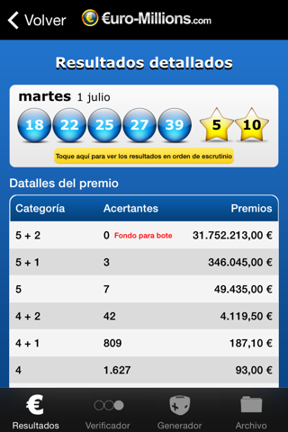 Resultados de EuroMillones screenshot 3