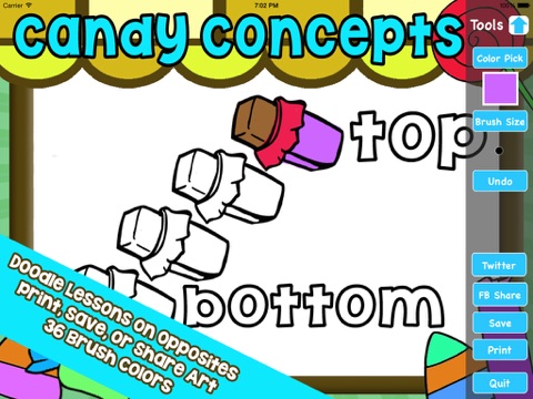Candy Opposites - Color and Doodle Preschool Lessons screenshot 3