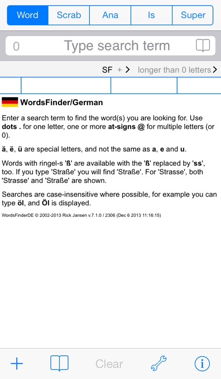 D Words Finder Deutsch/German PRO - find the best words for crossword, Wordfeud, Scrabble, cryptogram, anagram and spelling