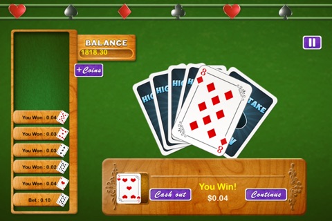 High Stake HiLo Casino Card Pro - play Vegas gambling card game screenshot 2