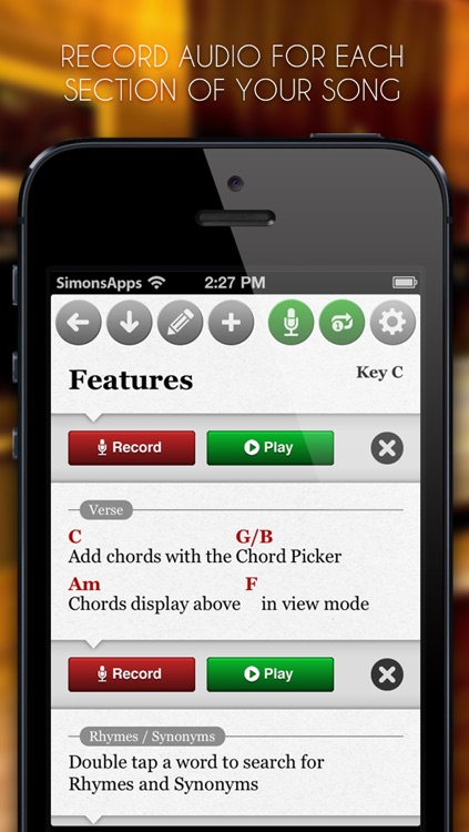 SongWriter - Write lyrics and record melody ideas on the go