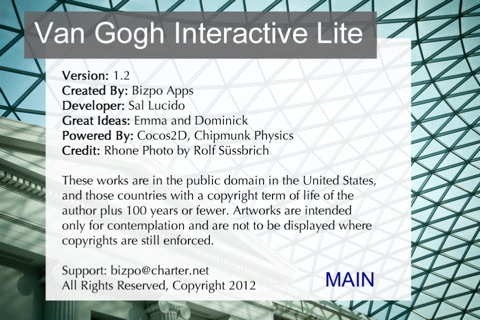 Van Gogh Interactive Art Gallery Lite screenshot 3