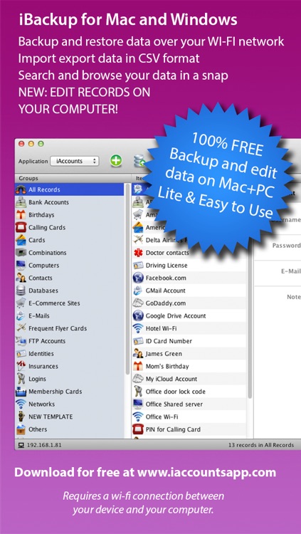 iAccounts password manager- free backup application included screenshot-4