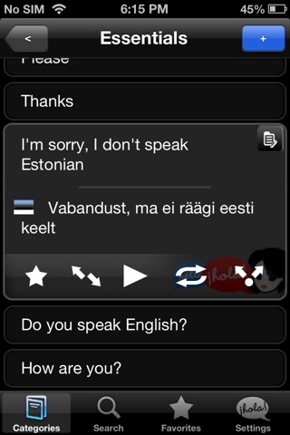 Lingopal Estonian LITE - talking phrasebook screenshot 2