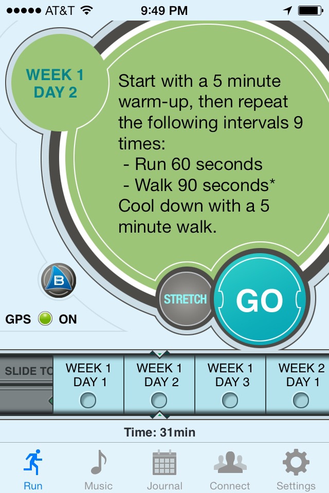 Ease into 5K - Free, run walk interval training program, GPS tracker screenshot 2