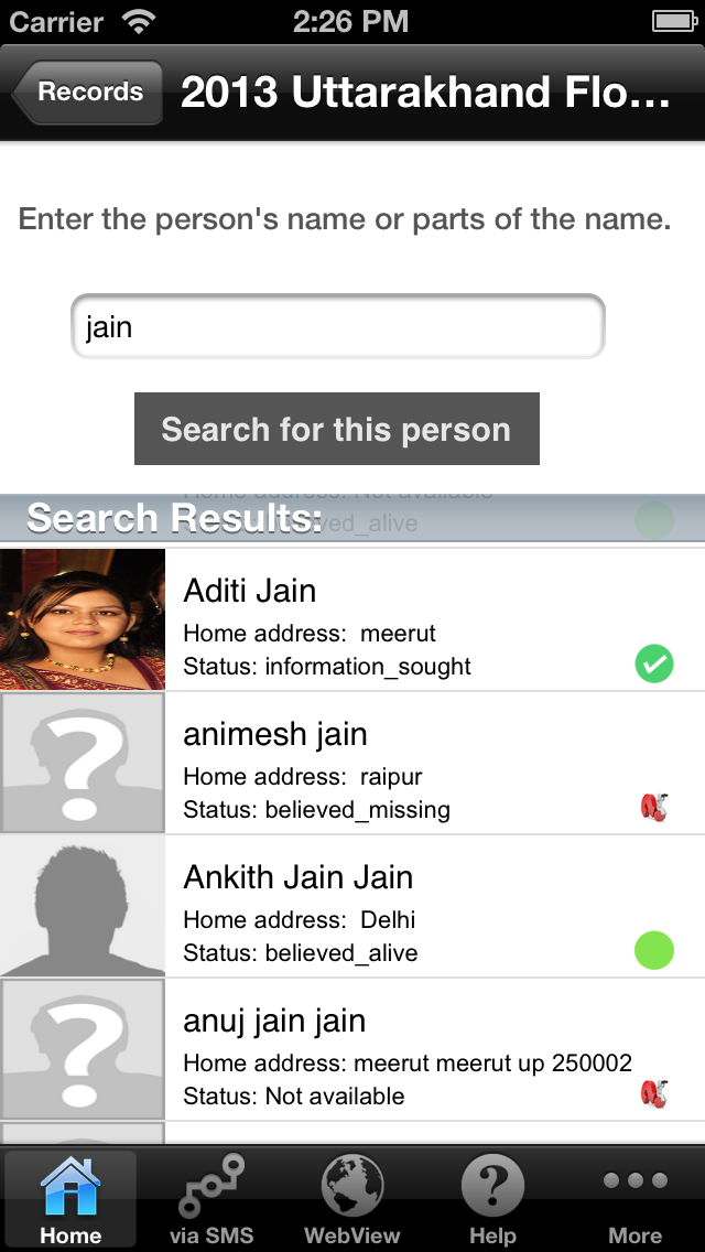 Person Finder: reconnect with missing friends and loved one