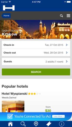 克拉科夫對於今晚與地圖和旅行遊覽比較和預訂酒店(圖1)-速報App