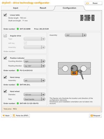 drylin® drive system configurator screenshot 4