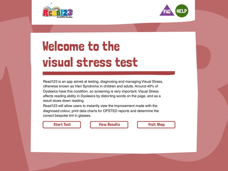 Read123 Visual Stress app