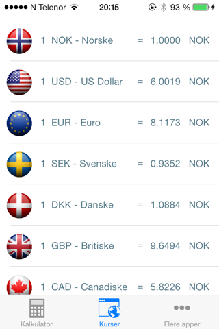 Скриншот из Valutakalkulator - Konverter valutakurser nå
