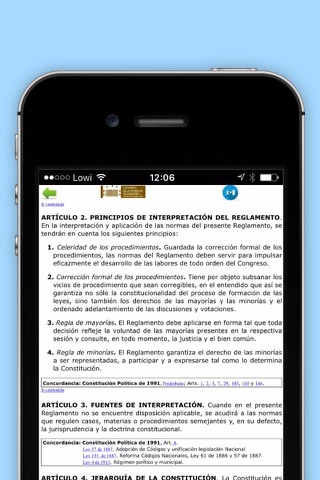 Reglamento  Congreso Colombia screenshot 2