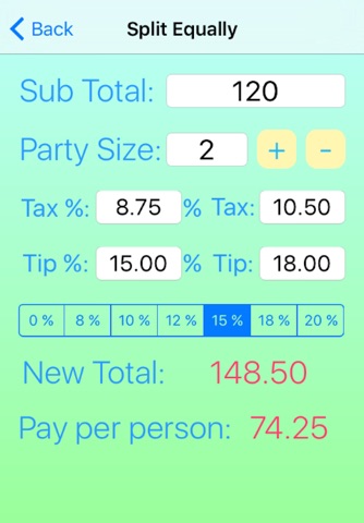 Tip Calculator +-x% screenshot 2