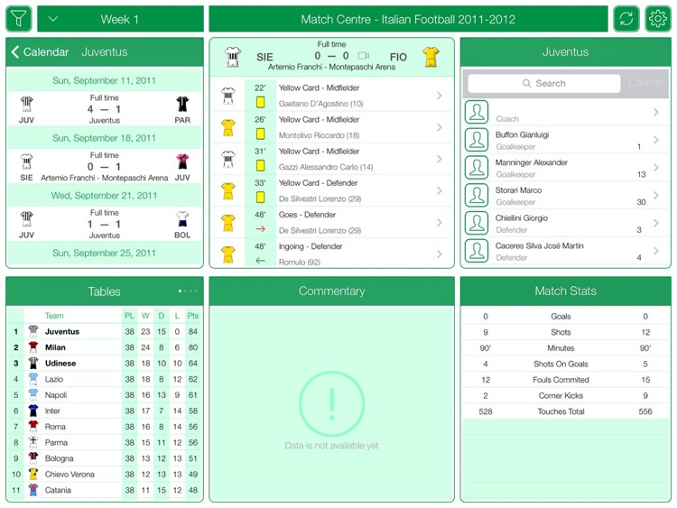 Italian Football Serie A 2011-2012 - Match Centre