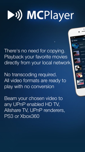 MCPlayer wireless UPnP video player for iPhone, stream movie(圖1)-速報App