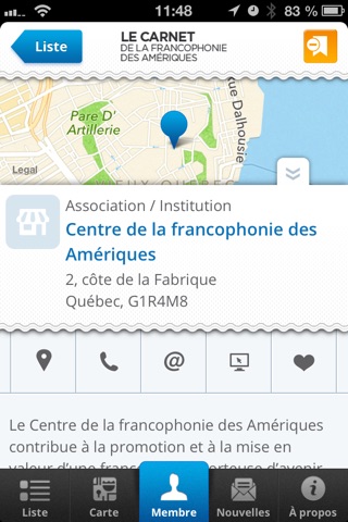Screenshot of Carnet de la francophonie des Amériques