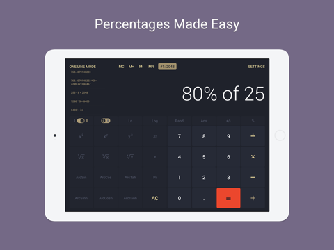 Скриншот из Calcly: Free Universal Calculator for iPad