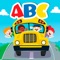 School Bus Alphabet abc tracing and coloring games for kids