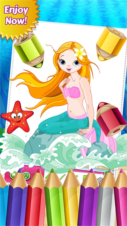 Mermaid Princess Colorbook Drawing to Paint Coloring Game for Kids screenshot-4