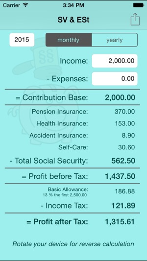 SV & ESt - social security (SVA) and income tax calculator f(圖1)-速報App