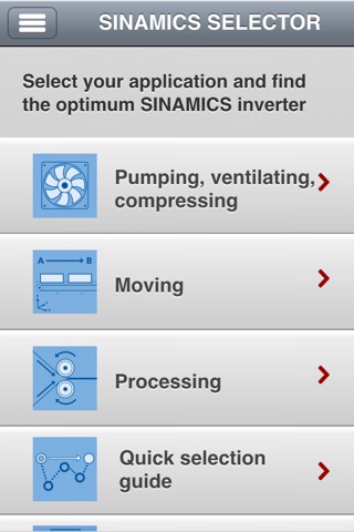 SINAMICS SELECTOR screenshot 2