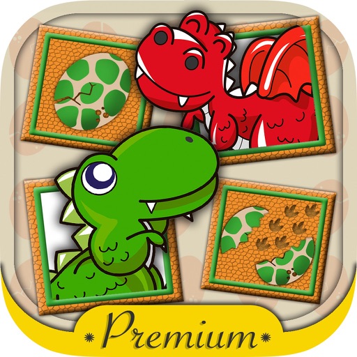 Dinosaurs memory game - Pairs game exercises for children - Premium icon