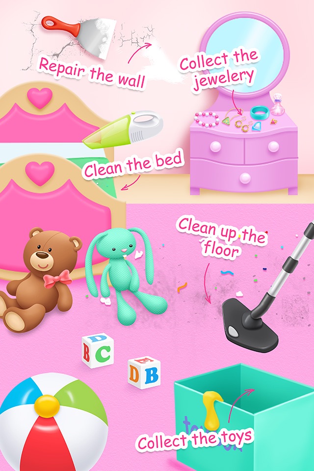 Doll House Cleanup & Decoration - Bedroom, Kitchen & Bath Designer screenshot 3