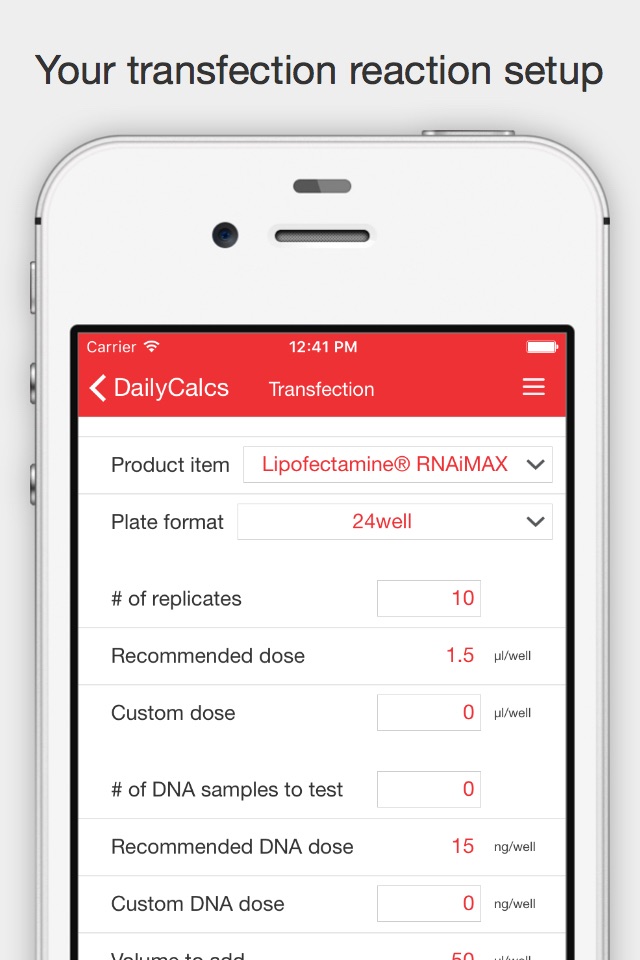 DailyCalcs - Science calculator to simplify everyday tasks in the lab screenshot 4