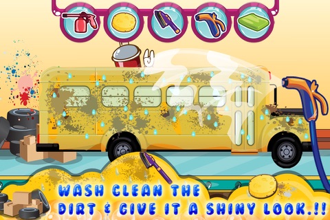 Kids School Bus Washing spa games screenshot 2
