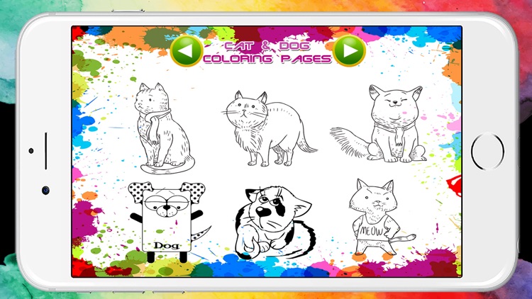 Game Dog and Cat Coloring Book for Preschool