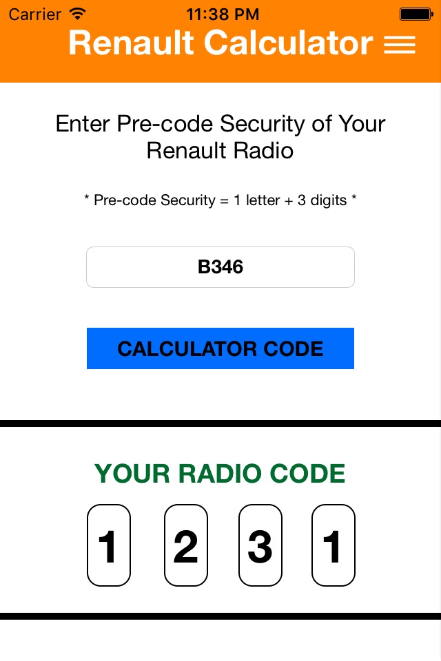 Renault Radio Code screenshot 2