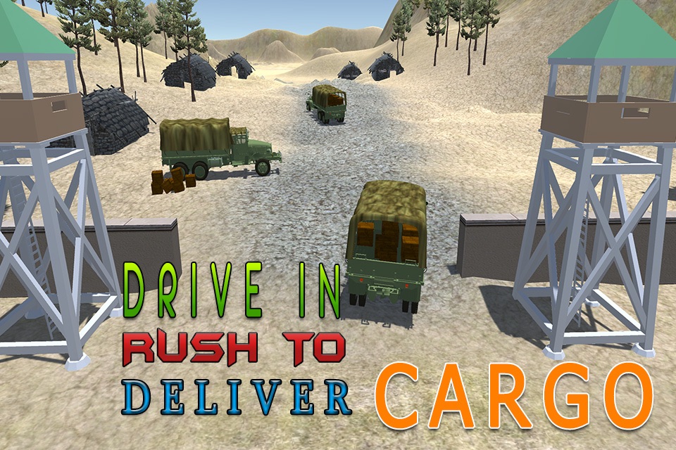 Army Cargo Truck Simulator - Deliver food supplies to military camps in this driving simulation game screenshot 2