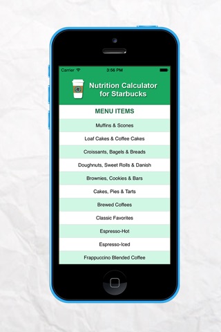 Nutrition Calculator for Starbucks screenshot 2