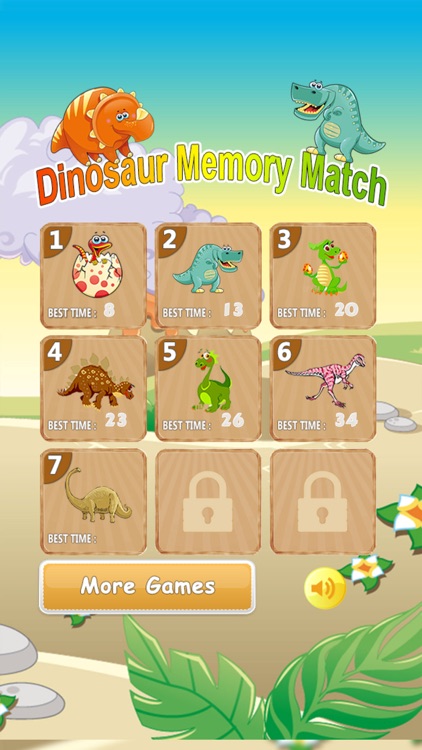 Dinosaur Memory Match - Cards Matching Puzzle Educational Games for Kids