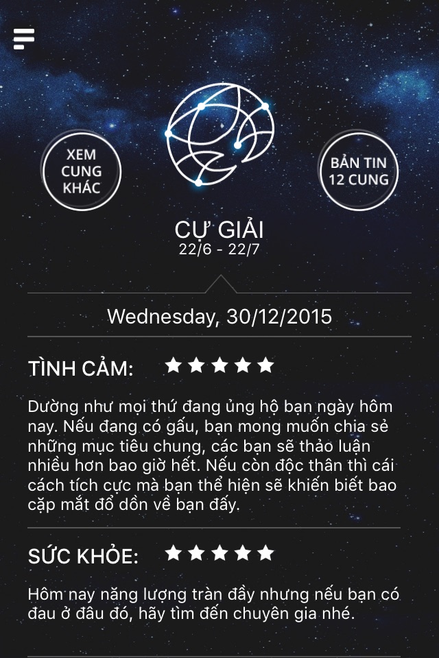 GUU Horoscope - Cung Hoàng Đạo, Mật Ngữ 12 Chòm Sao, Bói Toán, Tử Vi 12 Con Giáp 2016 screenshot 3