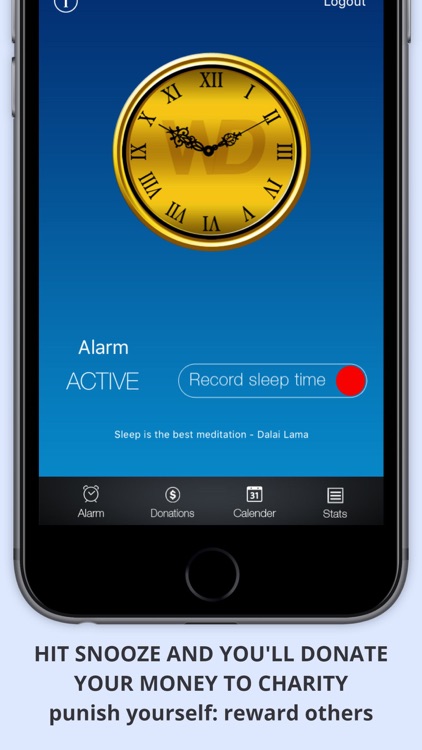 WAKEorDONATE Free AlarmClock. Sleep in for Charity screenshot-0